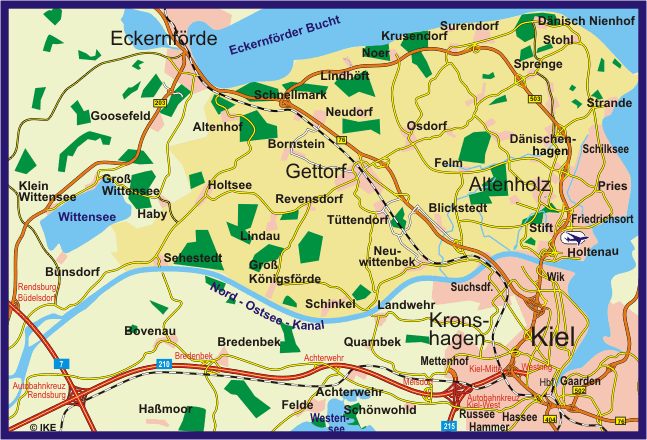 Ostsee Ferienwohnung Ferienhaus: Neuwittenbek liegt unmittelbar am Nord-Ostsee-Kanal